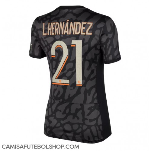 Camisa de time de futebol Paris Saint-Germain Lucas Hernandez #21 Replicas 3º Equipamento Feminina 2023-24 Manga Curta